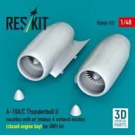   ResKit Models A-10A/C Thunderbolt II nacelles with air intakes & exhaust nozzles (close engine bay) for GWH kit (3D Printed) 1:48 (RSU48-0572)