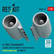   ResKit Models A-10A/C Thunderbolt II nacelles with air intakes & exhaust nozzles (close engine bay) for GWH kit (3D Printed) 1:48 (RSU48-0572)