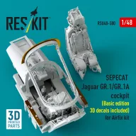   ResKit Models SEPECAT Jaguar GR.1/GR.1A cockpit (Basic edition 3D decals included) (3D Printed) for Airfix 1:48 (RSU48-0580)