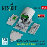   ResKit Models P-47D-26-28 Thunderbolt cockpit (Basic edition with 3D decals) for MiniArt kit (3D Printed) 1:48 (RSU48-0586)