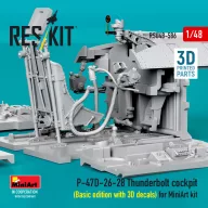   ResKit Models P-47D-26-28 Thunderbolt cockpit (Basic edition with 3D decals) for MiniArt kit (3D Printed) 1:48 (RSU48-0586)