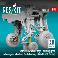   ResKit Models Rafale B/C wheel bays, landing gear with weighted wheels (3D Printed) Revell / Academy 1:48 (RSU48-0635)