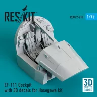   ResKit Models EF-111 Cockpit with 3D decals for Hasegawa kit (3D Printed) 1:72 (RSU72-0210)