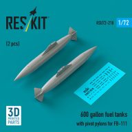   ResKit Models 600 gallon fuel tanks with pivot pylons for FB-111 (2 pcs) (3D Printed) 1:72 (RSU72-0218)