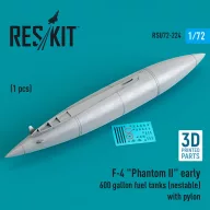   ResKit Models F-4 Phantom II early 600 gallon fuel tanks (nestable) with pylon (1 pcs) (3D Printed) 1:72 (RSU72-0224)