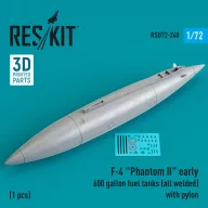   ResKit Models F-4 Phantom II early 600 gallon fuel tanks (all welded) with pylon (1 pcs) (3D Printed) 1:72 (RSU72-0240)