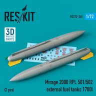   ResKit Models Mirage 2000 RPL 501/502 external fuel tanks 1700lt (2 pcs) (3D Printed) 1:72 (RSU72-0245)