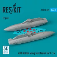   ResKit Models 600 Gallon wing fuel tanks for F-16 & JASDF F2 (CJ/DJ Block 50/52, 50/52+, Sufa) (2 pcs) (3D Printed) 1:72 (RSU72-0264)