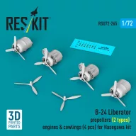   ResKit Models B-24 Liberator propellers (2 types), engines & cowlings (4 pcs) (3D Printed) for Hasegawa 1:72 (RSU72-0265)