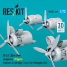 ResKit Models B-24 Liberator propellers (2 types), engines & cowlings (4 pcs) (3D Printed) for Hasegawa 1:72 (RSU72-0265)