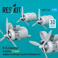   ResKit Models B-24 Liberator propellers (2 types), engines & cowlings (4 pcs) (3D Printed) for Hasegawa 1:72 (RSU72-0265)