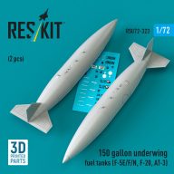   ResKit Models 150 gallon underwing fuel tanks (F-5E/F/N, F-20, AT-3) (2 pcs) (3D Printed) 1:72 (RSU72-0323)