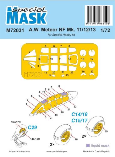 Special Hobby A.W. Meteor NF Mk.11/12/13 MASK 1:72 (100-M72031)