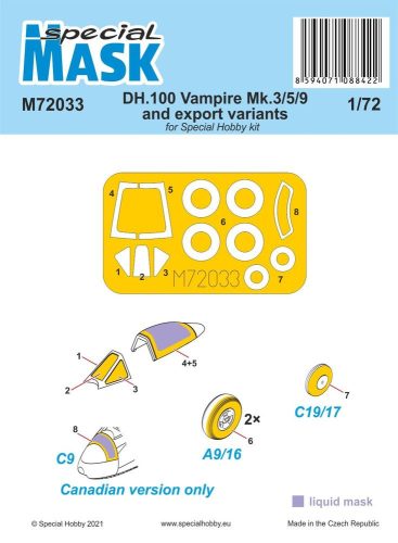 Special Hobby DH.100 Vampire Mk.3/5/9 and export variants MASK 1:72 (100-M72033)