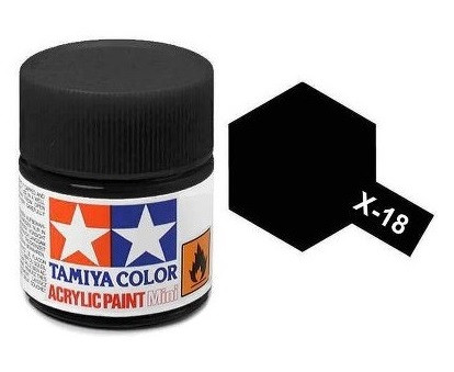 Tamiya Acrylic Paint Mini X-18 Black Semi Gloss 10 ml (81518)