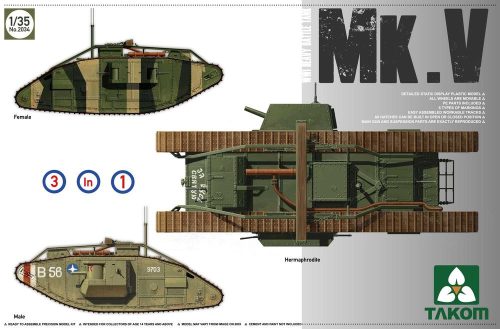 Takom WWI Heavy Battle Tank MarkV 3 in 1 1:35 (TAK2034)