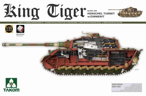 Takom WWII German Heavy Tank Sd.KFZ.182 King Tiger Henschel Turret w/Zimmerit 1:35 (TAK2045S)