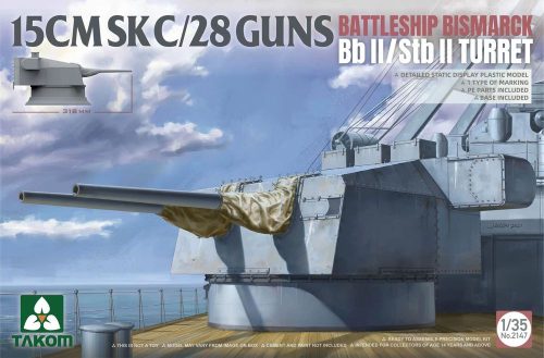 Takom 15CMSK C/28 GUNS BATTLESHIP BISMARCK Bb II / Stb II Turret 1:35 (TAK2147)