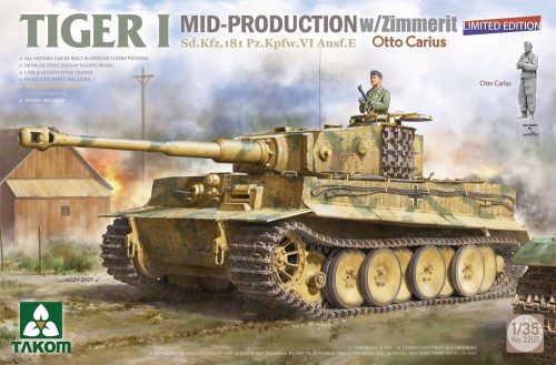 Takom Tiger I Mid-Production w/Zimmerit Sd.Kfz.181 Pz.Kpfw.VI Ausf.E Sd.Kfz.181 Pz.Kpfw.VI Ausf.E Otto Carius (Limited edition) 1:35 (TAK2200)