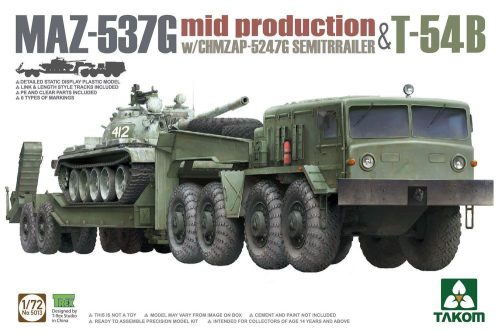 Takom MAZ-537G  w/ChMZAP-5247G   Semi-trailer mid production & T-54B 1:72 (TAK5013)