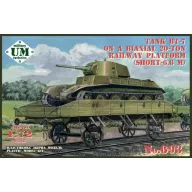   Unimodels BT-7 tank on a biaxial 20-ton railway platform (short - 6.6m) 1:72 (UMT693)