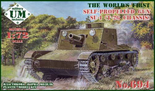 Unimodels SU-1 (T-26 chassis) self-propelled gun, rubber tracks 1:72 (UMT694)