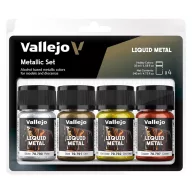   Vallejo Model Color Set Alcoholbased Metallic Set Gold (2), Silver & Copper 4x35 ml (70199)